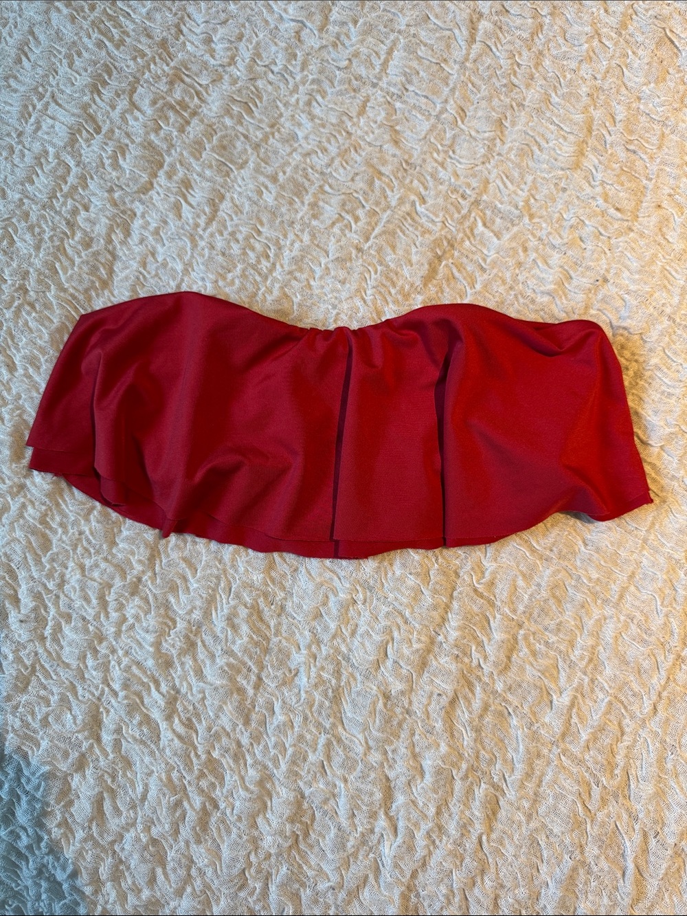 Chaser- Red Strapless Flounce Bikini Top